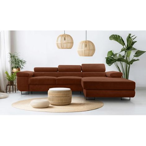 AX LIVING Cord Couch L Form – Arborio R Wohnlandschaft 280 cm in Ziegelrot