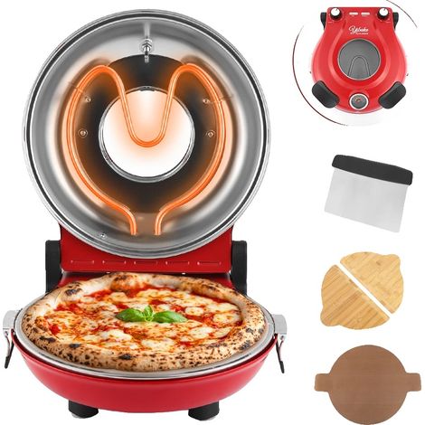 Fabricant de Pizza, Pierre à Pizza de 30 cm, Réglages de Température Doubles, LMC-ROUGE, UE-b (1/2)