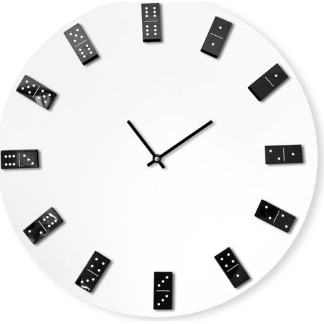 Horloge murale minimaliste en métal magnétique Domino Magnetico - Blanc