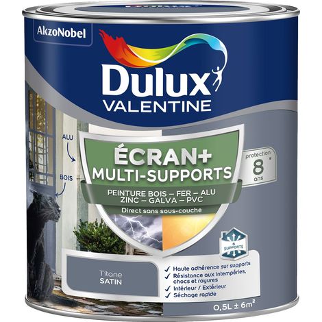 ECRAN+ MULTI-SUPPORTS EXTERIEURE - Peinture en Phase Aqueuse Éxtérieur - Satin Titane 0,5 L - Dulux Valentine