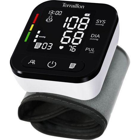 Monitor de presión arterial de muñeca – Recargable por USB-C, pantalla LCD grande (1/3)