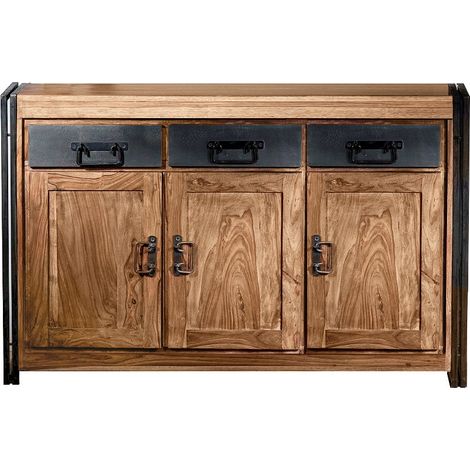 Buffet/bahut industriel 140 cm en acacia massif Pamela (1/3)