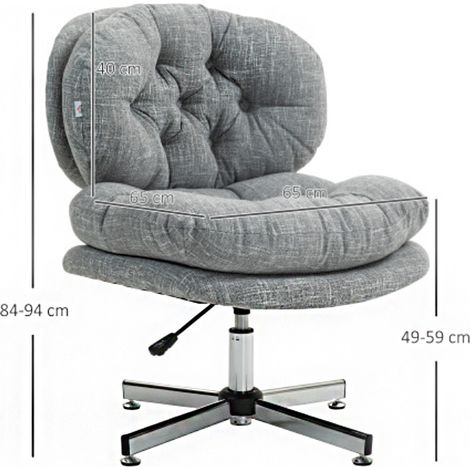 Chaise de bureau ergonomique à bascule – Assise moelleuse rembourrée, hauteur réglable, pivotante, aspect lin, gris – Confort adapté au télétravail (1/5)