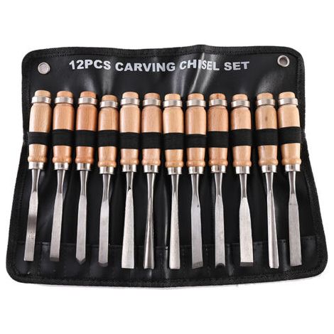 Sollbry Ciseaux gouges à bois Set 12 pièces outils de sculpture (1/4)