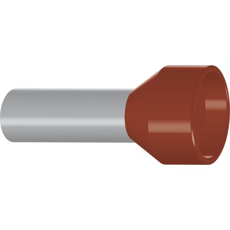Embout de câblage isolé pour fil souple section 10mm² - brun - collerette isolante - Sachet de 100 pièces