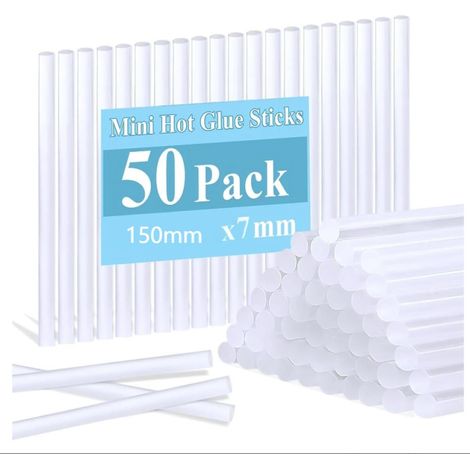 Colle Pistolet à Colle Diamètre 7mm, 50 Pièces Baton de Colle Chaude pour Mini Pistole Recharge, Bâtonnets de Colle Thermofusible Séchage Rapide pour Artisanat Bricolage DIY Loisirs Créatifs