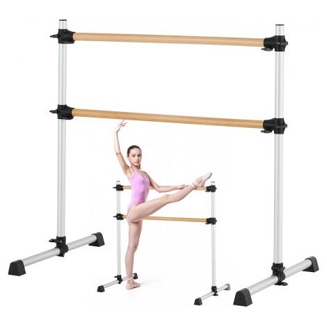Barra de Ballet Independiente Doble, Altura 170-1165 mm, Barra Elástica de Madera para Entrenamiento de Equilibrio, Ejercicios de Relajación y Gimnasio, 1260 x 760 x 1180 mm, Carga 136 kg