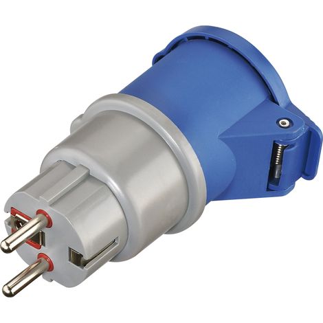 ADATTATORE PRESA CEE 16A CON SPINA SCHUKO IP44 BLU (1/6)