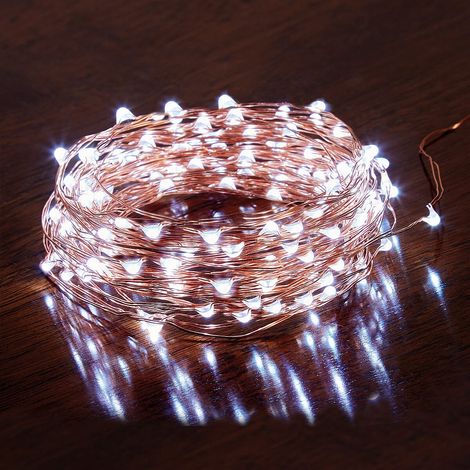 20 Sparkles White LED Battery Operated Lights with Gold Wire (1/5)