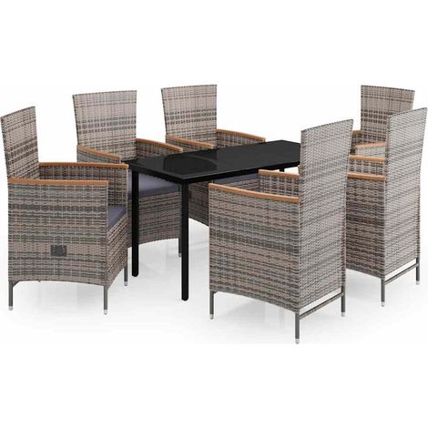 Maison Exclusive - Set da Pranzo da Giardino 7 pz con Cuscini Grigio (1/5)