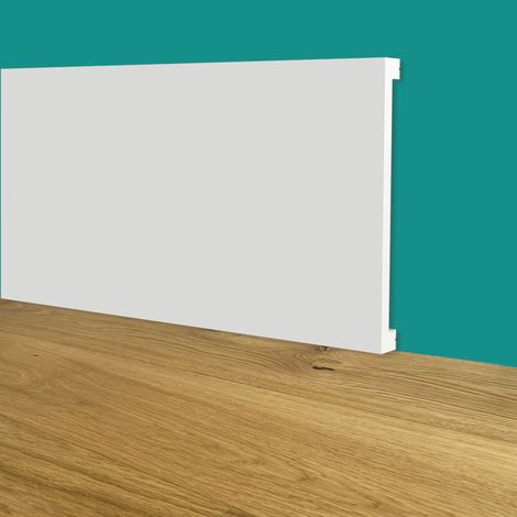 Battiscopa SQUADRATO BIANCO PASSACAVO 100x10mm in POLIMERI - Polistrutturato (prezzo al metro)