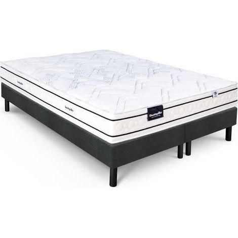 DUNLOPILLO ROMARIN Ensemble 180 x 200 - Matelas + Sommier duo foncé - Ep 20 cm - Ressorts - Lattes passives - Fabriqué en Fran (1/5)