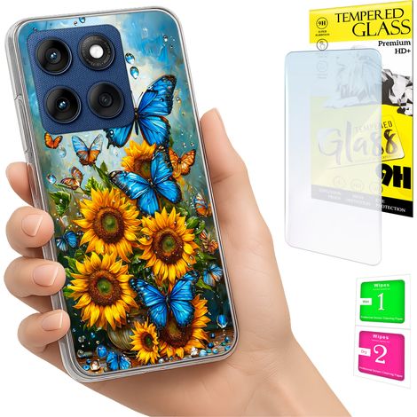 Étui pour Motorola Edge 60 Fusion / Edge 60 photo, coque arrière papillon avec verre trempé (1/5)