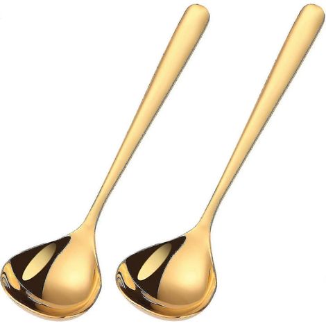 Lot de 2 louches en acier inoxydable doré, petites louches pour sauces, louches pour saucière, cuillères de service (1/5)
