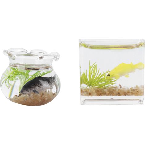 2 pièces Aquariums Miniatures pour Maison de Poupée 1:12, Accessoires Décoratifs avec Poissons (1/5)