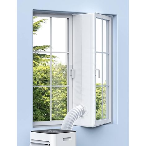 Tissu de calfeutrage pour climatiseur mobile – Joint de fenêtre étanche – Solution d'étanchéité pour climatiseur portable – Avec fermeture éclair et bande auto-agrippante (300cm) (1/5)