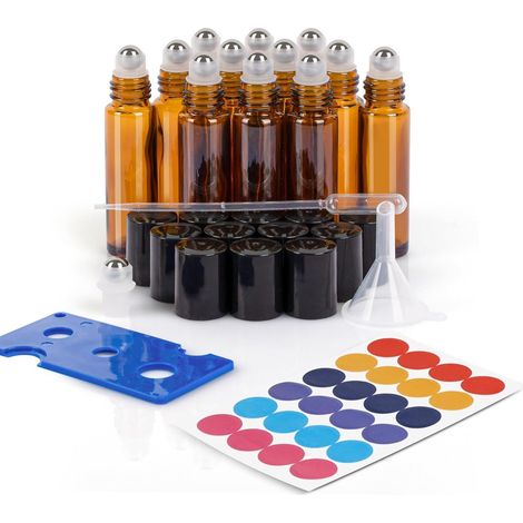 Rollon Flaschen 10ml 12er Set Leer Anti UV Ätherische Braun10ml X 12 (1/5)