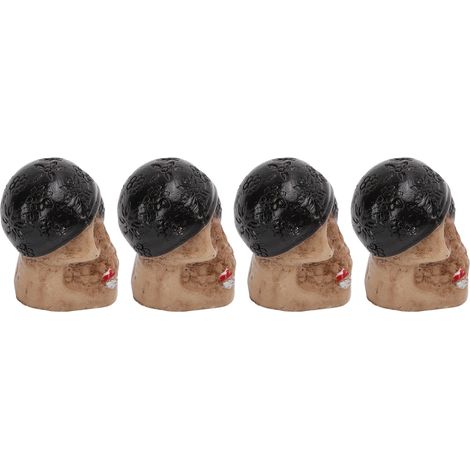 Lot de 4 bouchons de valve de pneu en forme de crâne avec joint en caoutchouc pour voitures, vélos, SUV, camions et motos (noir) (1/5)