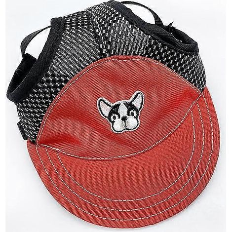 Baseballkappe für Hunde mit Ohrenlöchern und Nackenband, verstellbarer Sonnenschutz für Hunde, Sonnenhut M (1/5)
