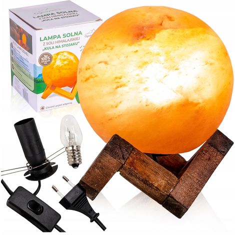 Salzkristalllampe – eine Kugel in einem Ständer aus natürlichem Himalaya-Salz – Ionisator