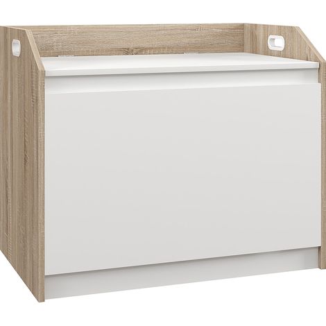 Cassapanca in Legno Moderna con Schienale e Vano Contenitore, 62.4x40x51.5cm, Bianco