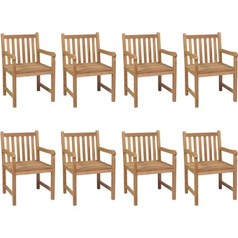 Maison Exclusive - Sedie da Giardino 8 pz con Cuscini Neri in Massello di Teak
