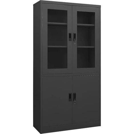 Armoire de bureau design typique avec 3 étagères réglables 90 x 40 x 180 cm en acier anthracite