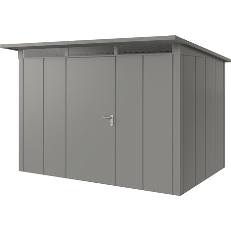 Hörmann Metall-Gerätehaus "Juno" mit Pultdach, JPD12 - Design, 310 x 214 cm (B x T), graualuminium, 1-flüglige Tür, Anschlag links (1/5)