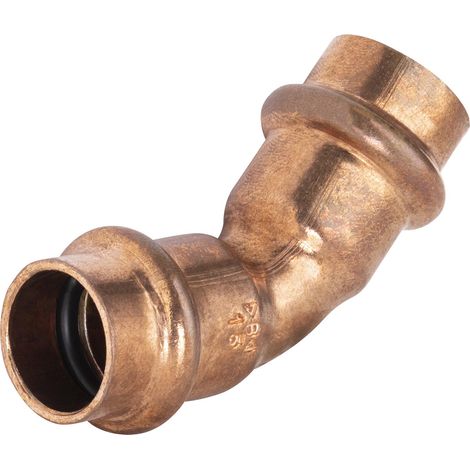 Codo 45° Doble Hembra Igual Cobre a Prensar QUICK PLOMBERIE - Hembra Ø15