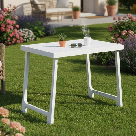 Dmora Klappbarer rechteckiger Campingtisch, Made in Italy, 81x56x63 cm, Farbe Weiß (1/3)