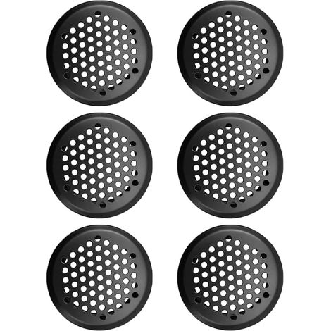 6 Pack 65mm Round Stainless Steel Mesh Air Vent Grille for Kitchen Bathroom Closet Bookcase Cabinet (Black) (1/5)