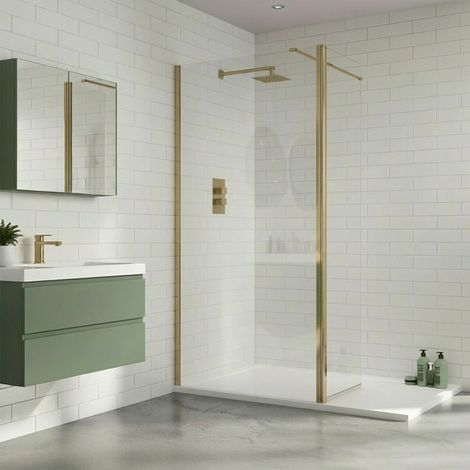 Duchy Padstow Brushed Brass Wet Room Screen Swivel Return Panel 300mm