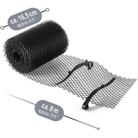 Protections De Gouttiere - Maille Plastique Flexible 8 M X 16 Cm - Pour Maison Abri Voiture Ecurie - 1 Rouleau + 10 Clips (1/5)