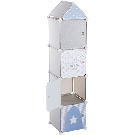 Meuble de rangement enfant 4 portes avec inscription (1/4)