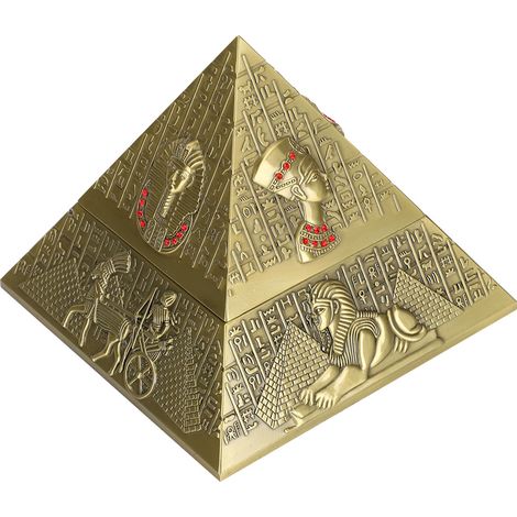 Cendrier pyramide en métal, inspiré des pharaons égyptiens, en bronze antique. Objet décoratif original et pratique.