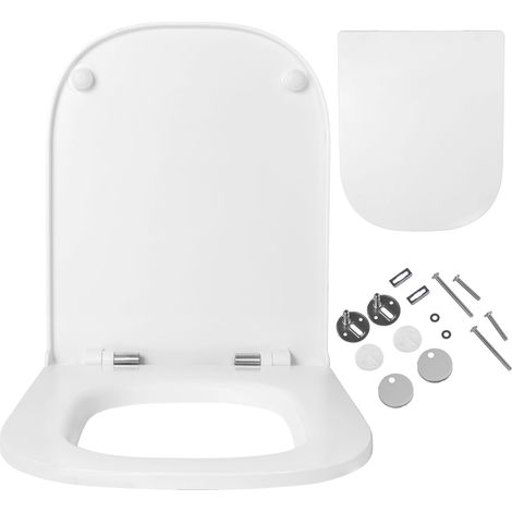 Abattant WC Euro Ceramic – Duroplast antibactérien – Mécanisme de fermeture amortie – Déclipsage rapide pour nettoyage facile