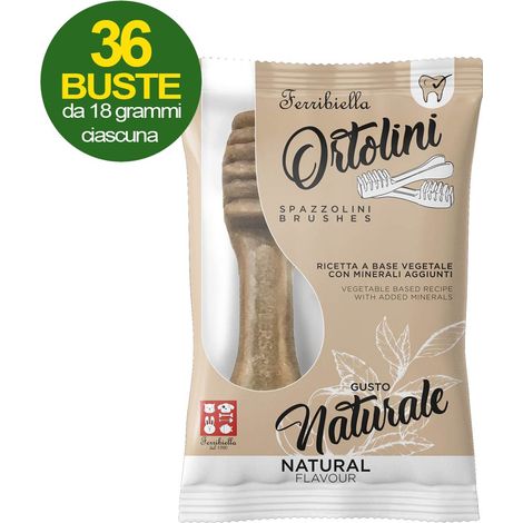 Snack Spazzolini per cani Ortolini gusto naturale 36 mini pack da 2 pezzi ciascuno