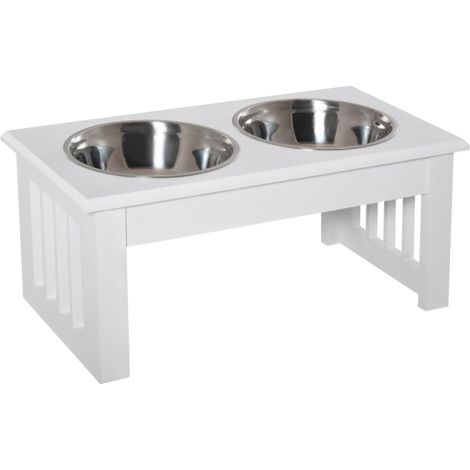Ciotola per cibo per cani antiscivolo, 44 x 24 x 15 cm, bianca, capacità 0,9 litri per ciotola, disponibile in loco. (1/5)