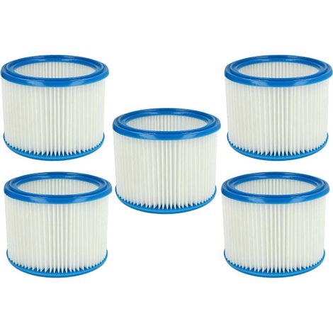 Lot de 5 filtres pliables compatibles avec les aspirateurs Nilfisk Alto Wap Aero 25, 21, 20, 31 et 26 - filtre à cartouche, bleu et blanc (1/4)