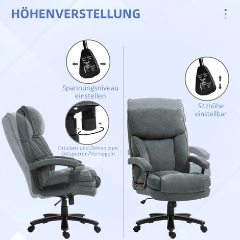 Grand fauteuil de bureau haut, capacité de charge 200 kg, structure robuste, revêtement doux, gris (1/4)