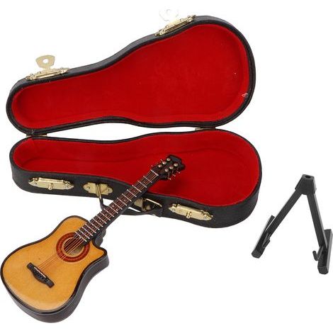 Basswood and Metal Miniature Electric Guitar Model Mini Musical Instrument Ornaments13cm Cutaway Guitar