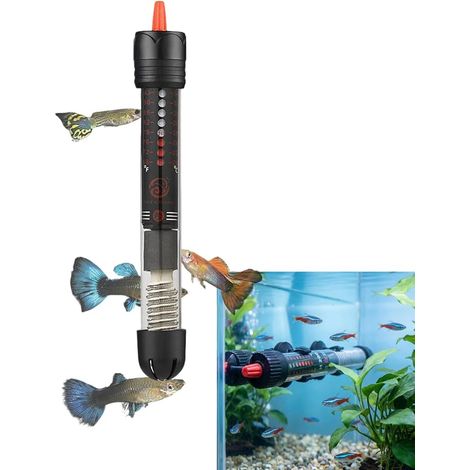Thermostat de chauffage à aquarium 25W - Chauffe-aquarium réglable pour nano et petit aquarium (10-30L) - Température 20-34°C - Verre Quartz épais et IP68, avec ventouses et contrôle LED (1/5)