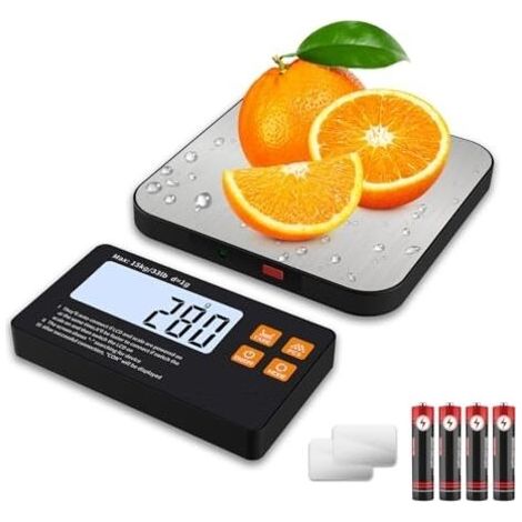 Balance de Cuisine avec Affichage Divisé,15kg/1g Balance Alimentaire Connectée,Écran LCD Magnétique,Balance numérique,7 Unités,Fonction Tare,Acier Inoxydable pour Pâtisserie,Cuisine