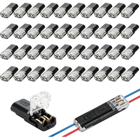 40 Pièces Connecteur Électrique Rapide 2 Broches Etanche, 12V Connecteurs à 2 Fil Basse Tension pour Câble 18-22 AWG Auto Camion Bande LED Audio Bricolage (1/5)