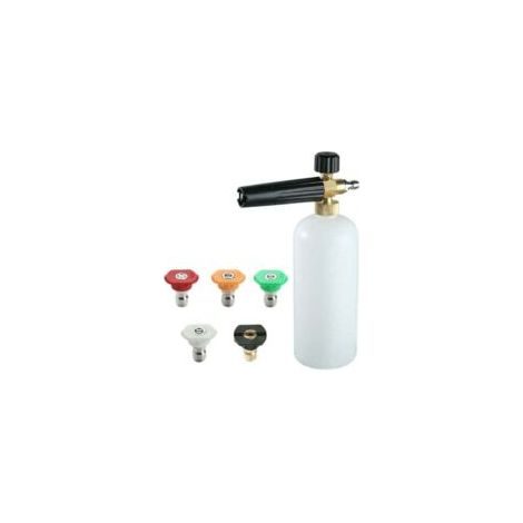 Schaumkanone mit 1/4"-Schnellanschluss, 1 Liter, 5 Düsen für Hochdruckreiniger - Crezuo (1/4)