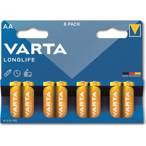 VARTA Batterie Alkaline, Mignon, AA, LR06, 1.5V, Longlife, 8 Stück