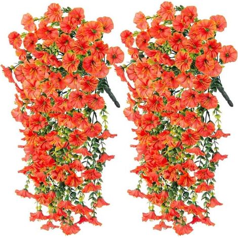 Confezione da 2 piante artificiali da appendere, piante artificiali per la decorazione di interni ed esterni, piante artificiali verdi per stanze, giardini, muri, terrazze (1/5)