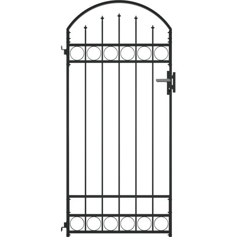 Vidaxl – Portail fer et acier 89x200 cm – Ouverture battante – Acier noir avec revêtement anti-corrosion – Design arqué pour sécurité