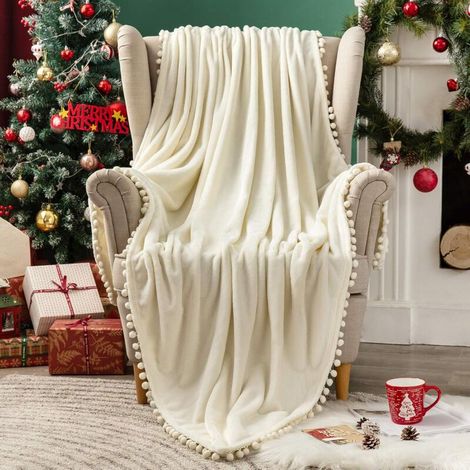 Fleece Blanket Throw Flannel Velvet, 1 Piece Fluffy Soft Warm Fur, 150X200CM Beige