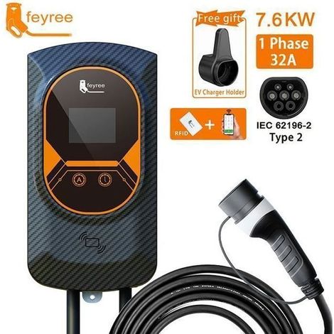 Station de charge 32A chargeur de voiture électrique EVSE Wallbox 7.6/11/22KW câble de type 2 IEC62196 contrôle APP. (1/4)